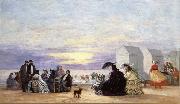 Eugene Boudin Beach Scene at Sunse oil painting on canvas